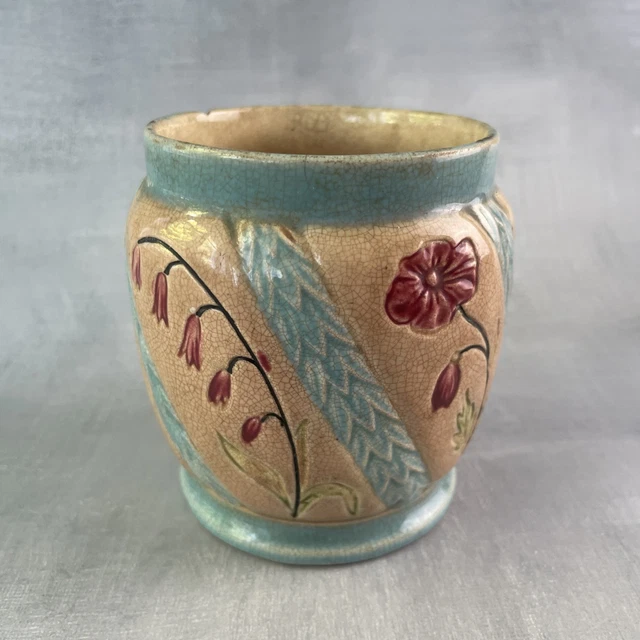 Vase Art Nouveau / Cache-pot En Céramique Barbotine – Gustave De Bruyn (Lille) – Très Bon état