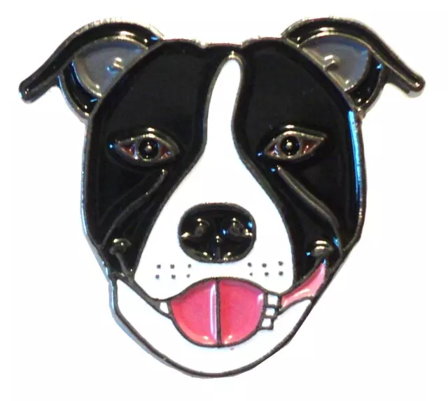 Black & White Staffordshire Bull Terrier Dog Metal Enamel Staffie Pin Badge 20mm