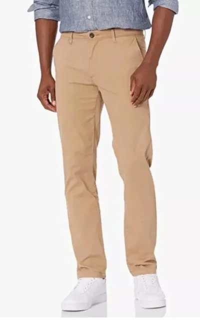 Amazon Essentials Men's Slim-fit Comfort Stretch Chino, Light Khaki, 36x30