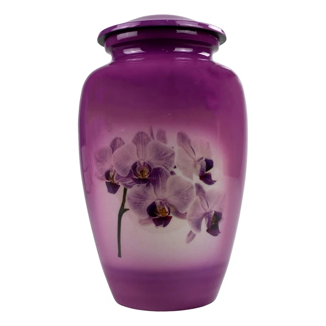 Urns for Ashes Adult Large Cremation Human Funeral Memorial With Purple Orchids