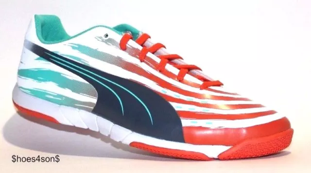 PUMA Homme Trovan Lite Futsal Football Chaussure, Blanc/ Grenald/ Turbulenc/