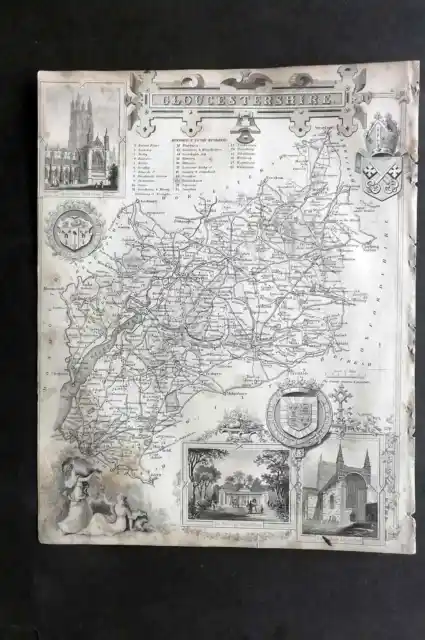 Thomas Moule C1835 Antique Map. Gloucestershire