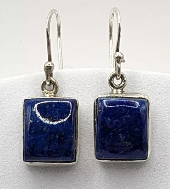 925 Sterling Silver Natural Blue Lapis Lazuli Gemstone Drop Dangle Earrings