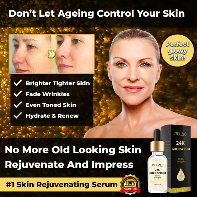 #1 Premium 24K Gold Anti-Wrinkle Serum Anti-Aging Hydrating Pore Reducer Cream