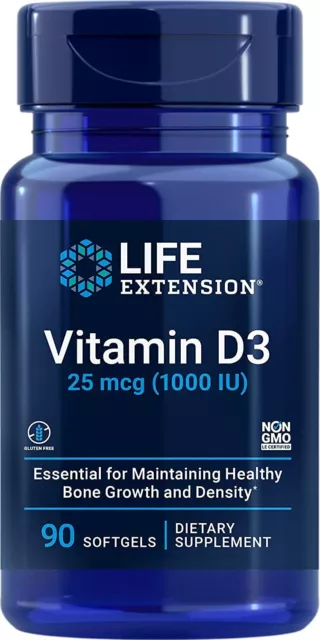 Life Extension 25mcg (1000 IU) Vitamin D3, 90 Softgels