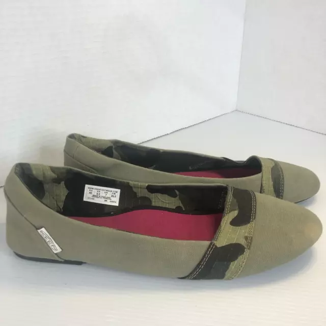 Keen Womens Cortona Ballet Flats Shoes Green Pink Canvas Slip On Camo 9.5 EUR 40