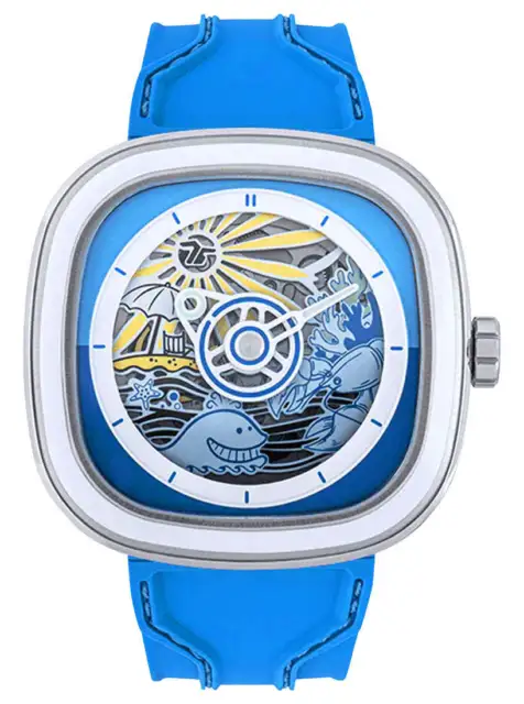 SevenFriday T-Series Playa Club Automático Acero Silicona Azul Reloj de Hombre