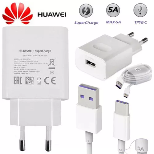 Huawei HW-050450E00 Adaptateur Chargeur Rapide + USB Type-C pour Huawei P30 Lite