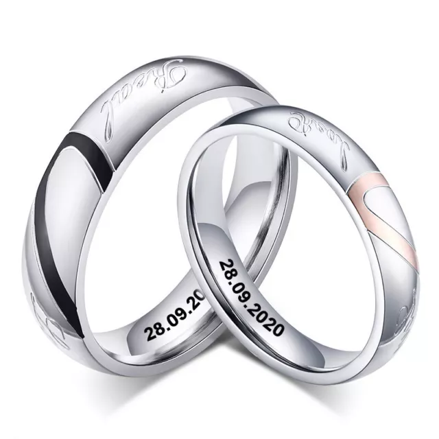 Personalized Engraving Date Name Couple Men Women Wedding Ring Eternity Promise