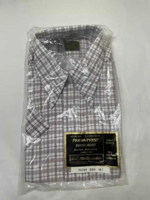 vintage Sears Perma-Prest dress shirt short sleeve Sealed In Bag 16 1/2 NOS