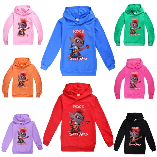 Kids Boys Girls Trolls Rock Queen Barb  Casual Sweatshirt Jumper Hoodie Tops