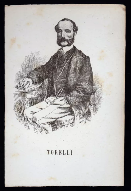 Giuseppe Torelli Incisione Xilografia '800 Uomo Politico Deputato Regno Italia