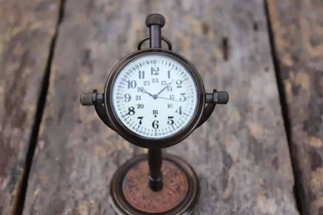 Clock Desk Vintage Table Top Antique Tabletop Brass Decorative Gift Mechanical