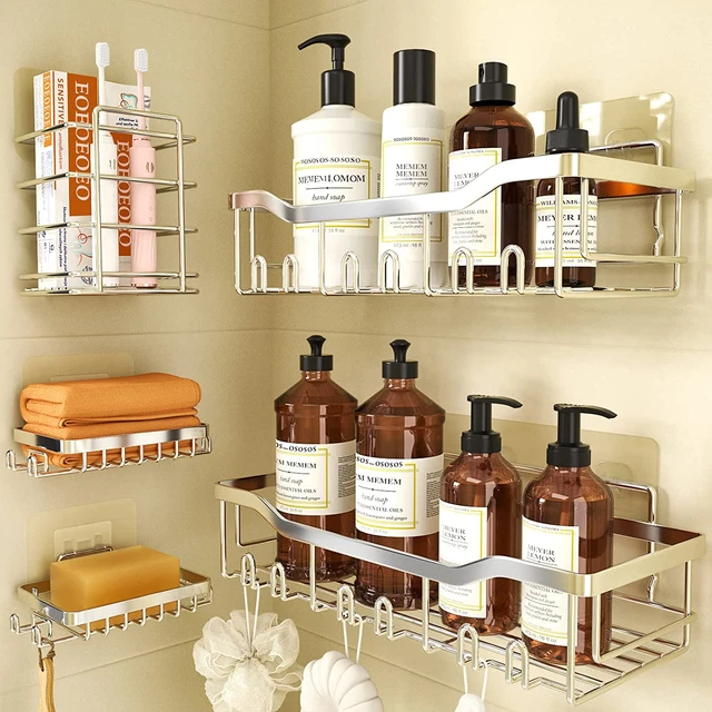 Organizador de ducha [paquete de 5] estantes de ducha para interior adhesivo de ducha caddy