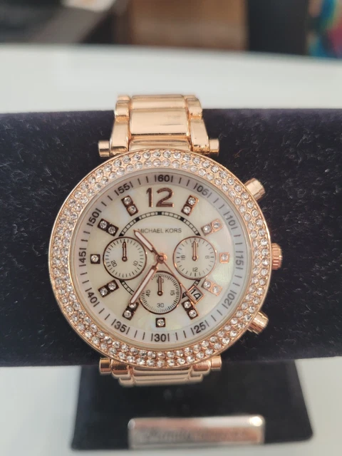 Michael Kors MK5896 Parker Blush Dial Rose Gold Tone Blush Acetate Women's Watch