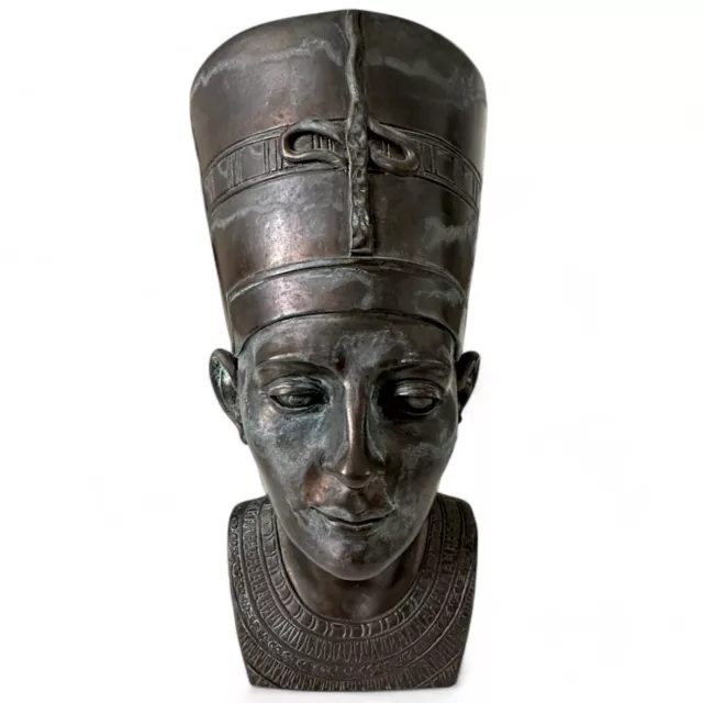 Bust Egyptian Nefertiti Sculpture IN Marble Effect Bronze Interior Design H 28cm