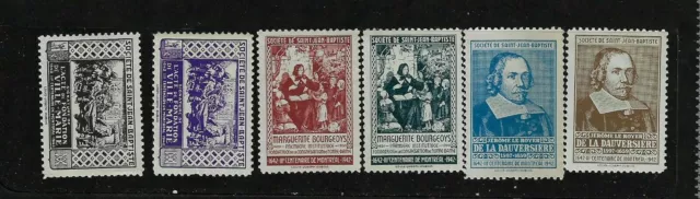 Quebec 6 Stamps Ssjb Bourgeoys 1942 Cinderella Frechette Serie Single Set Mnh