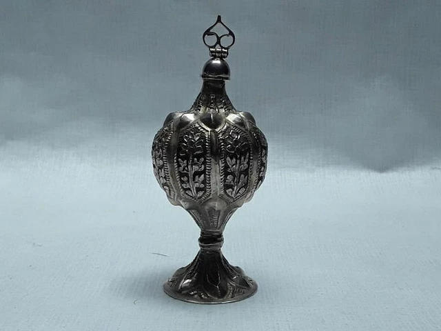 Mezzo Eastern Argento Sterling Profumo Bottiglia Mano Tooled
