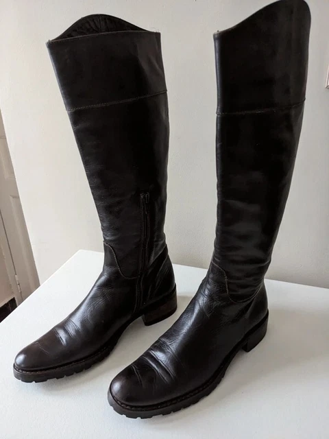 Bottes cavalières italiennes en cuir MAILE PITIE marron foncé, pointure 37, TBE