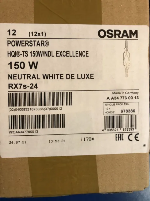 Osram Powerstar Hqi-Ts 150W / Ndl Excellence Neutre White de Luxe RX7s24 Germany