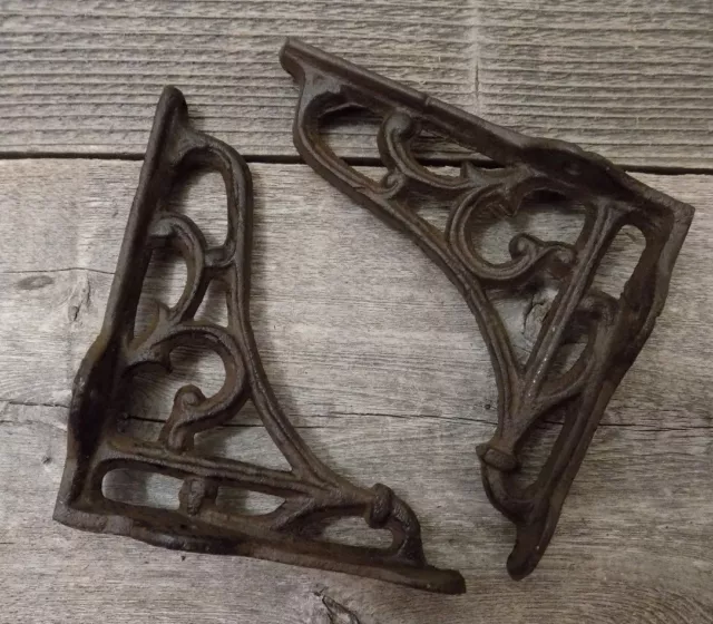 2 Antique Style Brace Wall Bracket Cast Iron Brackets SMALL 3 1/2" X 3 7/8"