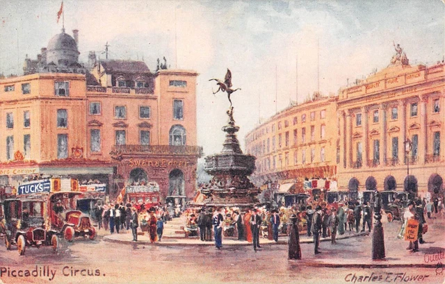 Cpa Illustrateur / Signature / Charles Flower / Piccadilly Circus