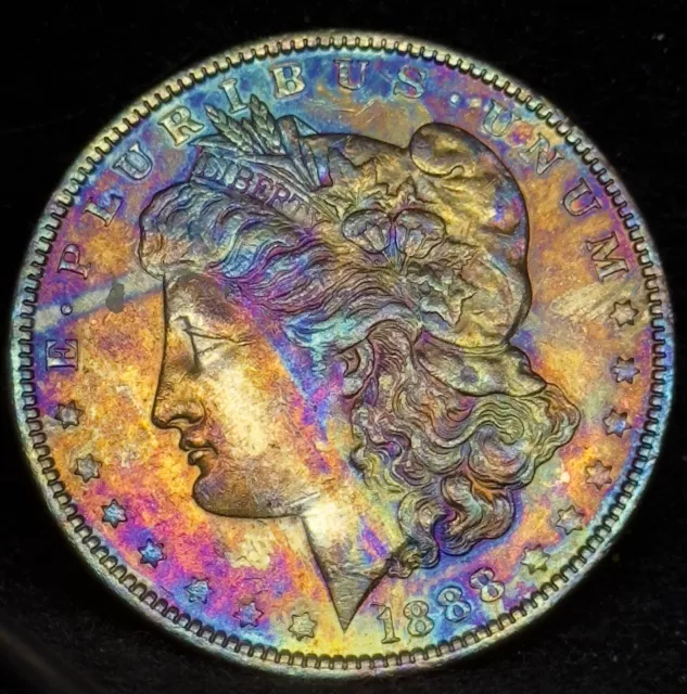 1888- Rainbow Toning Color Morgan  Toned Dollar - 90% Silver#505