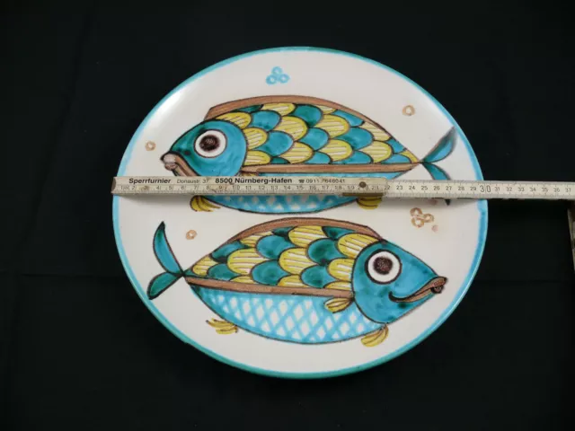 Großer Wandteller Günther Stüdemann aus dem Jahr 1965 2 Fische 30cm TOP