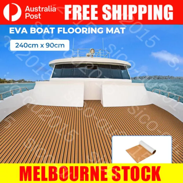 240×90cm EVA Foam Mat Marine Carpet Yacht Boat Decking Teak Flooring Light Brown