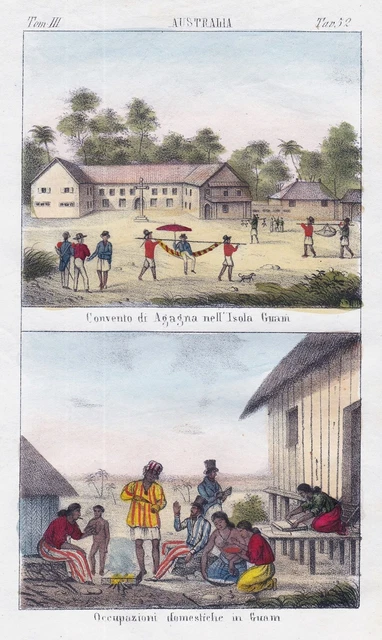 Guam Island Micronesia Pacific Ocean Mariana Islands Oceania Litografía 1840