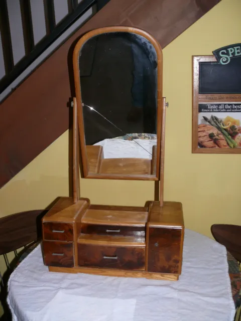 Vintage Table Top Small Vanity Dresser with Mirror and Drawers