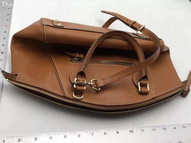 Dooney & Bourke Womens Brown Leather Detachable Strap Satchel/Top Handle Bag