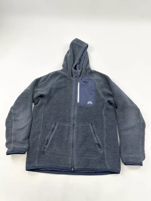 Nike SB Jacket Mens Medium Blue Sherpa Fleece Full Zip Up