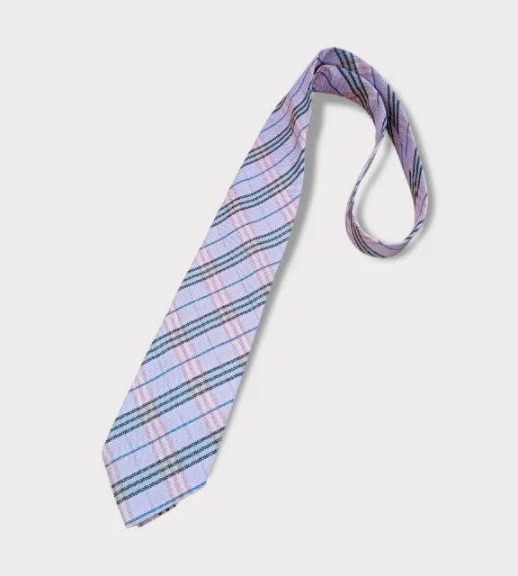 BURBERRY Pink Plaids & Checks Tartan Silk LUXURY Tie ITALY