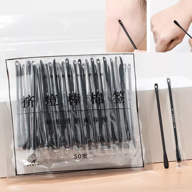 50pcs Acne Cotton Swab Earswab Pick Blackhead Squeeze Makeup Cotton Swab St*tz