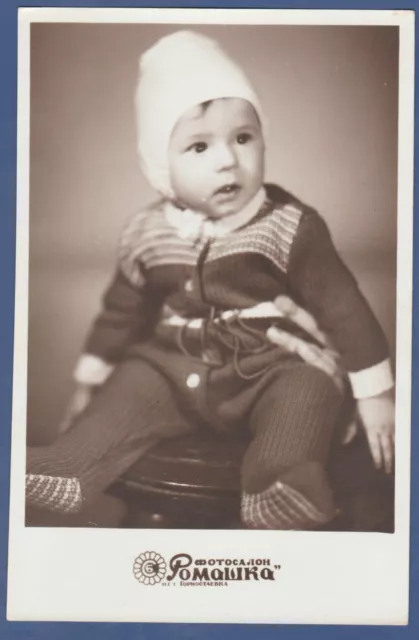 Beautiful Child on a Chair, cute baby Soviet Vintage Photo USSR