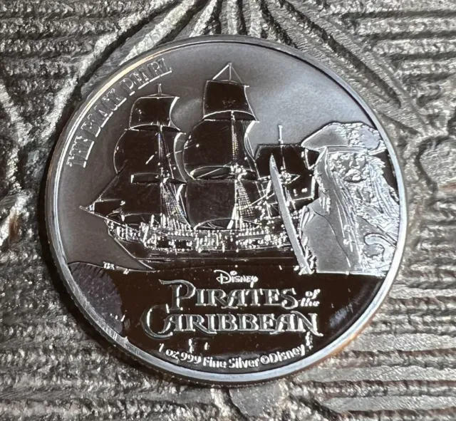 2021 Disney Pirates of the Caribbean "The Black Pearl" 1 oz Silver Coin Round BU