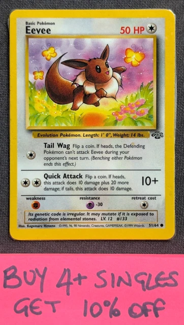 1995 eevee pokemon card value 51 64 Autographed Vintage 1st Gen Signed [1] Surprise POKEMON CARDS EEVEE 51/64 1st