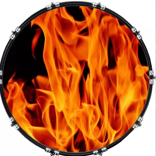 Custom 22" Kick Bass Drum Head Graphical Image Front Skin Fire 4