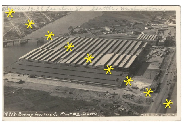 RPPC ~ Boeing Airplane Co. Plant #2 c.1942 SEATTLE, WASHINGTON King Co. Postcard