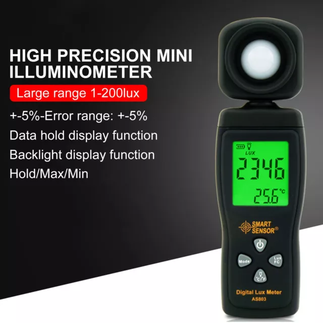 LCD Handheld Lux Light Meter Brightness Measurement Illuminance Flux Tester