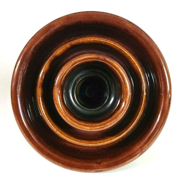 Vtg Large PINCO-7 2084-R High Voltage Ceramic Insulator Brown Porcelain (5.5") 9