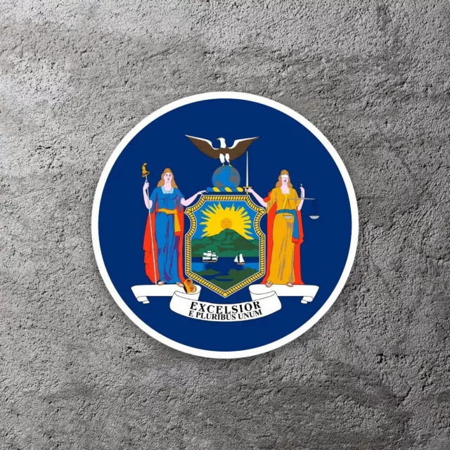 New York State Flag Vinyl Sticker 3.5" Wide - Includes Two Stickers