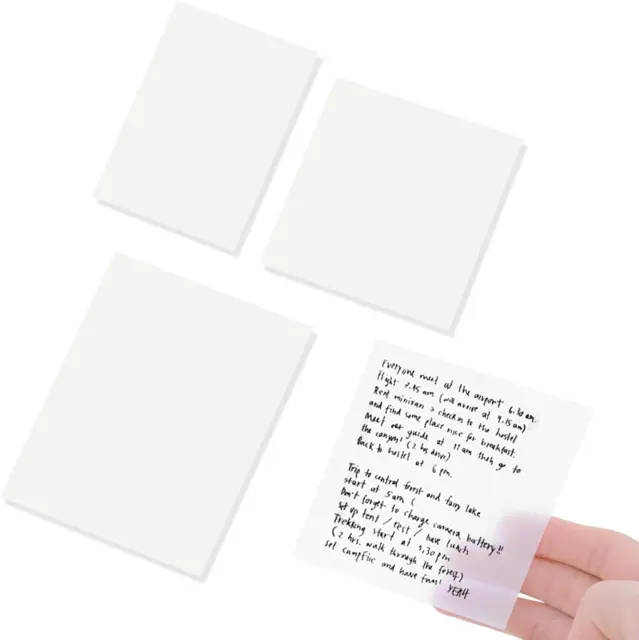 150 Sheets Clear Sticky Note Pads, 3 Sizes Transparent Sticky Notes Pads Set Wat