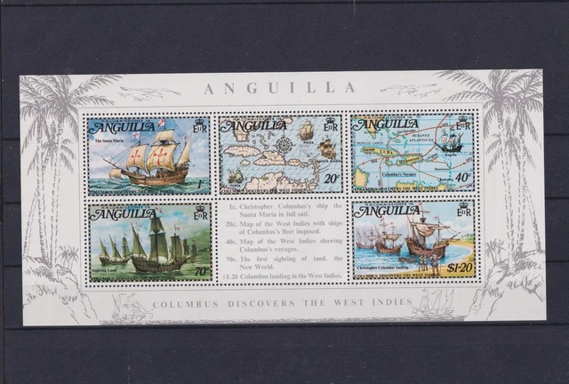 Karibische Inseln Anguilla Entdeckung Kolumbus Block 2 Luxus postfrisch MNH
