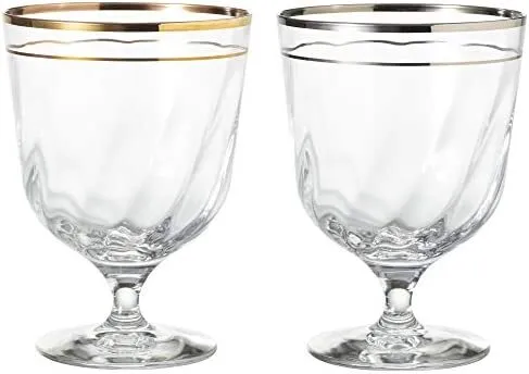 Toyo Sasaki Glass Free Glass Silver & Gold 285ml Benedile Pair Eterna G09...