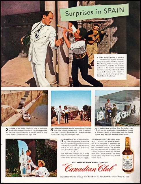 1946 Alcázar of Seville Canadian Club whisky vintage photo print ad adl83