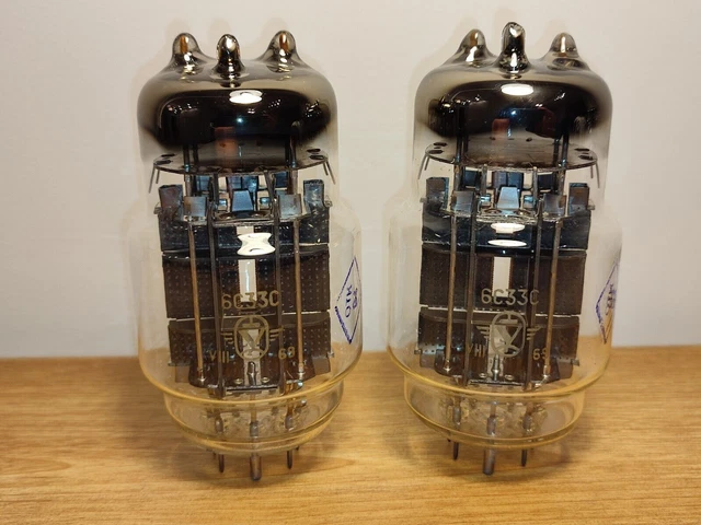Paire De Tubes électroniques NOS (New Old Stock) 6H13C / 6N13S / 6AS7G - Double Triode De Puissance - Origine Russie