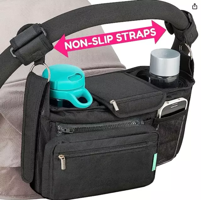 Stroller Organizer Non Slip Straps Stroller Caddy With Cup Holder, Stroller Bag