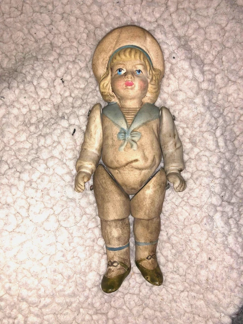 POUPEE ANCIENNE en tissus marin vintage empire 1950 saillor